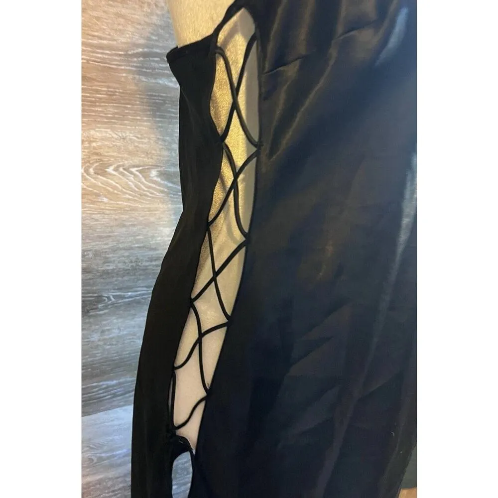 Victoria Secret Satin Slip Dress Lingerie Medium Black Grunge Goth Sexy Nightie - Image 5