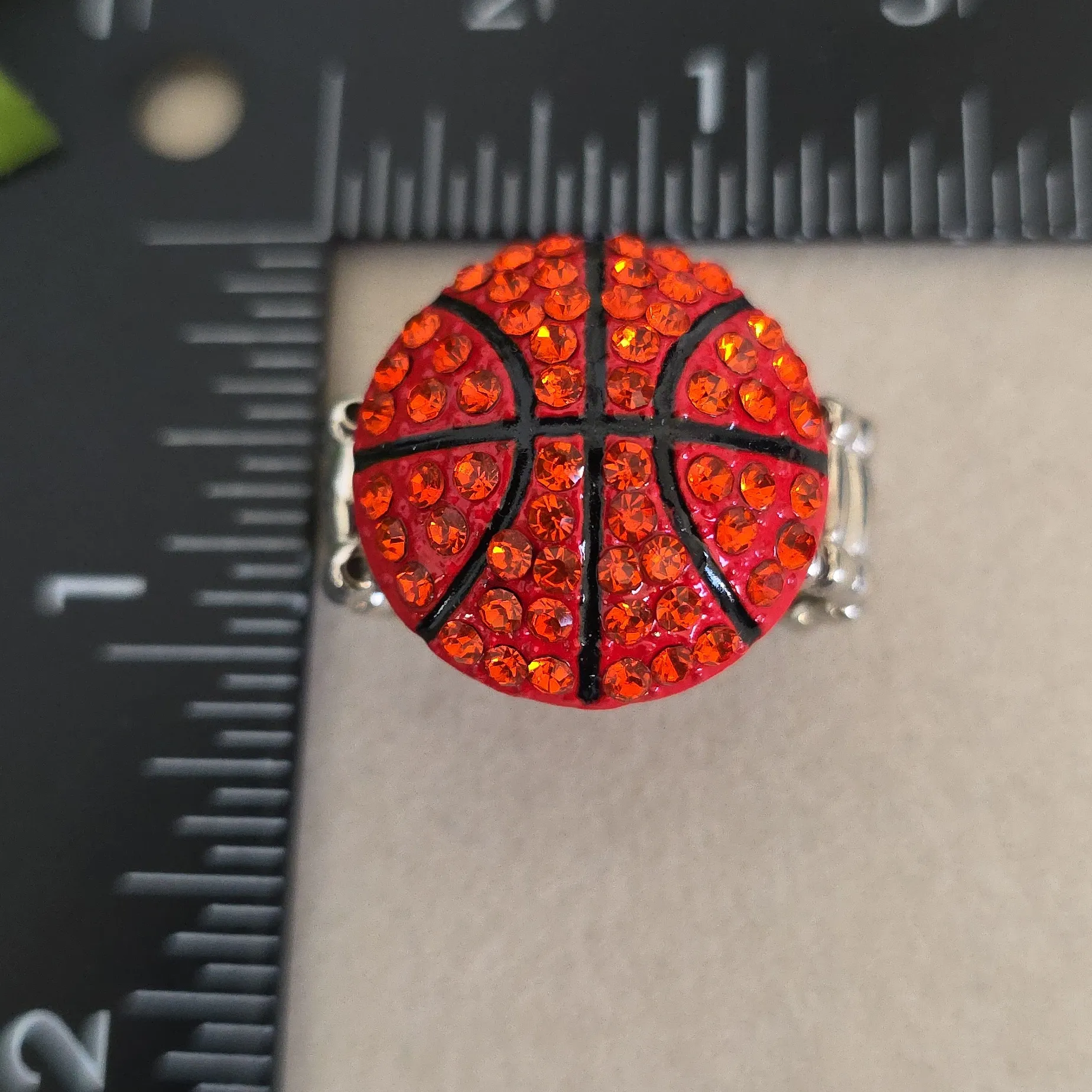 Bling Rhinestone Backetball Stretch Ring - Image 8