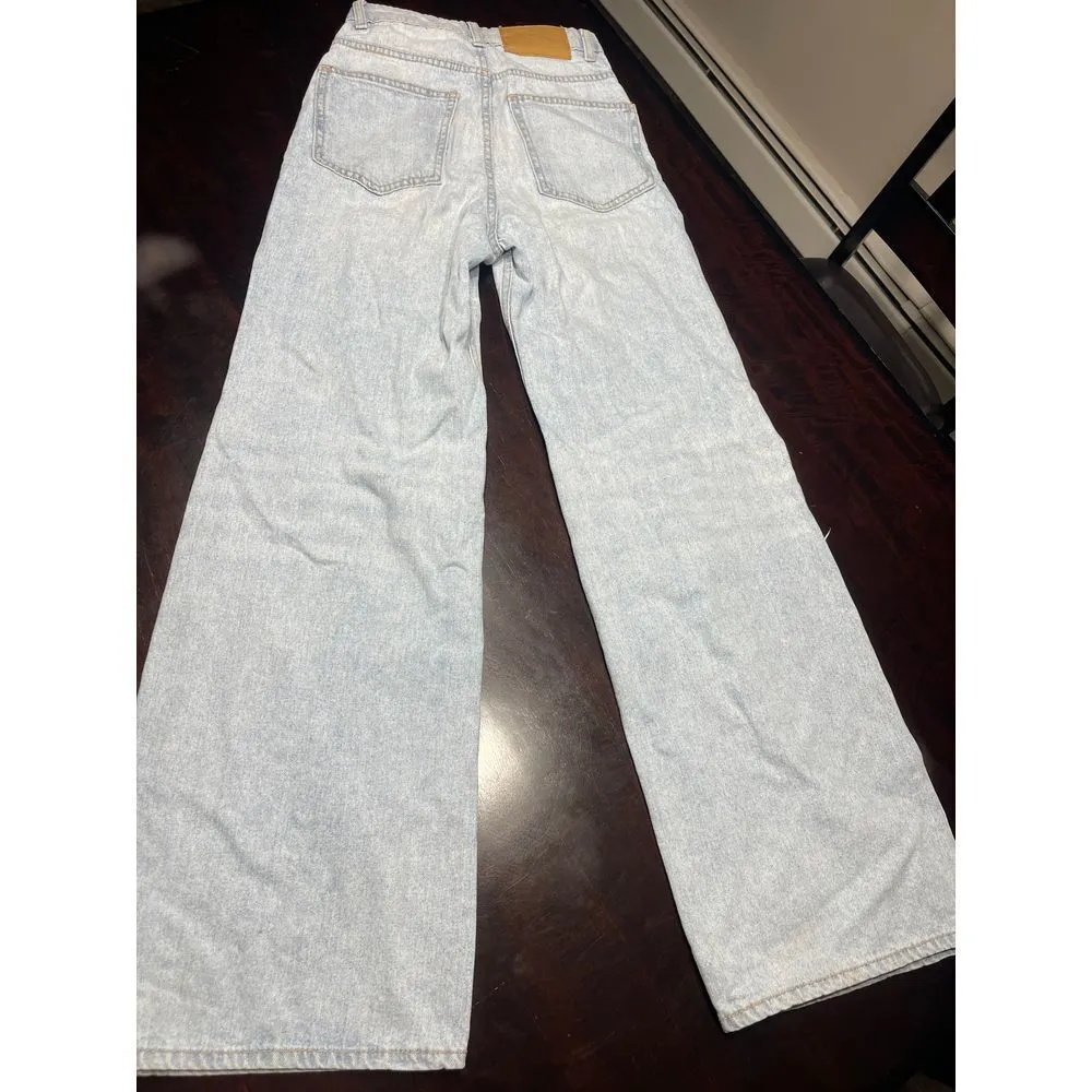 Vintage Light Wash‎ Distressed Wide Leg Jeans Retro Y2K Denim Pants T-11 - Image 3