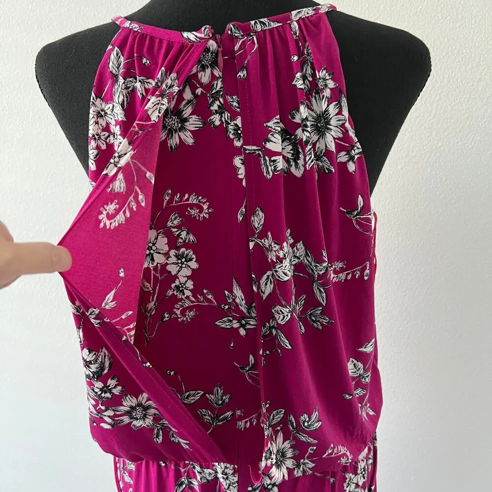 Maggy London Cropped Wide Leg Jumpsuit Size US 12 Floral Sleeveless - Image 5