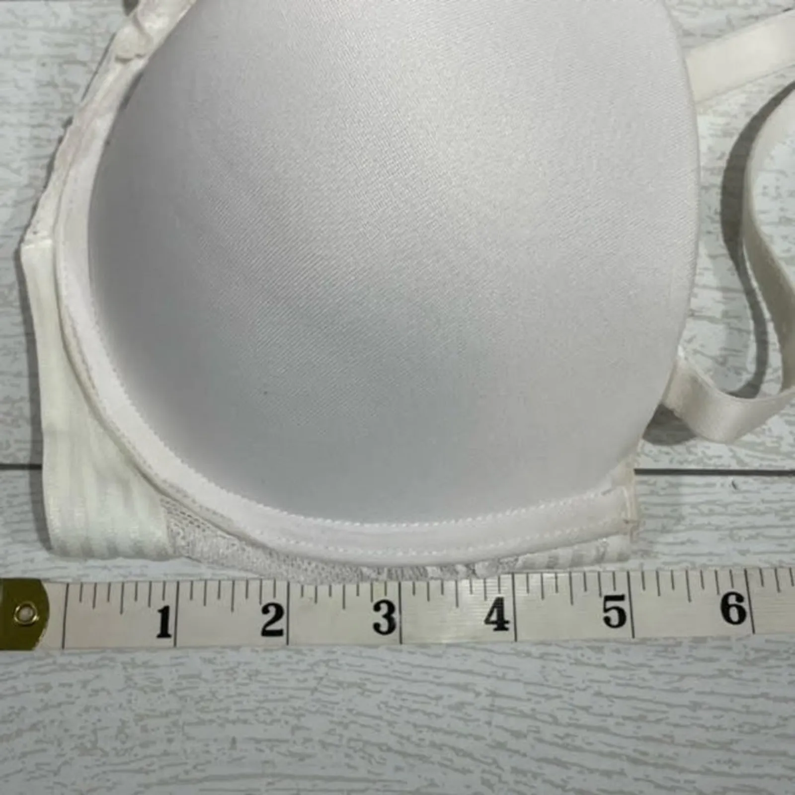 Maidenform White Demi Cup Bra Lightly Padded, Lace Back, Comfortable Size 36DD - Image 3