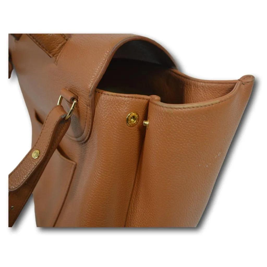 Polène Numéro Un Nano Tan Textured Calf Leather Top Handle Crossbody Bag - Image 4