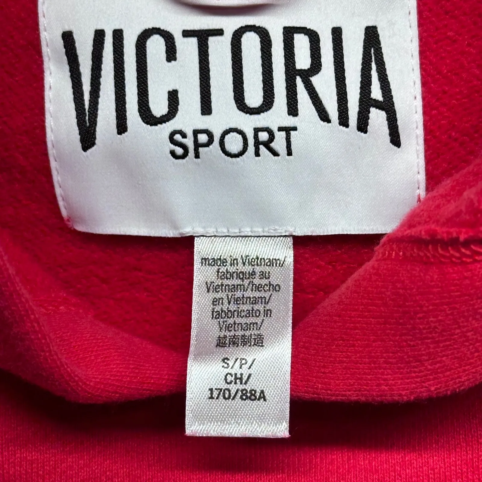 Victoria Sport Pink Sequin Logo Cropped Hoodie Sweatshirt Women's Size Small P - Image 3