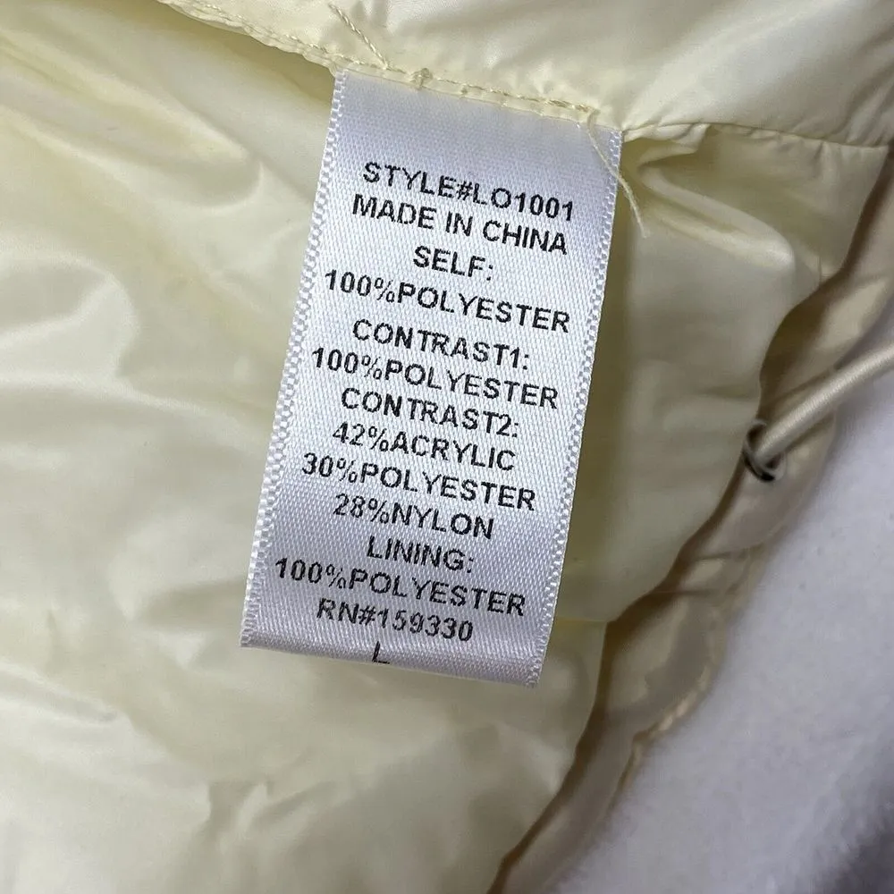 New Heyson‎ Puffer Vest Womens Larg Ruffle Sleeve Winter quilted Padded Gilet Tan Size L - Image 8