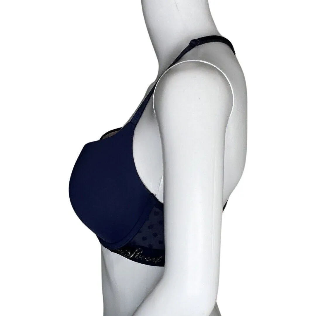 Victorias Secret Bra T-Shirt Push-Up‎ Full Coverage 34D Navy Blue Lace Racerback - Image 3