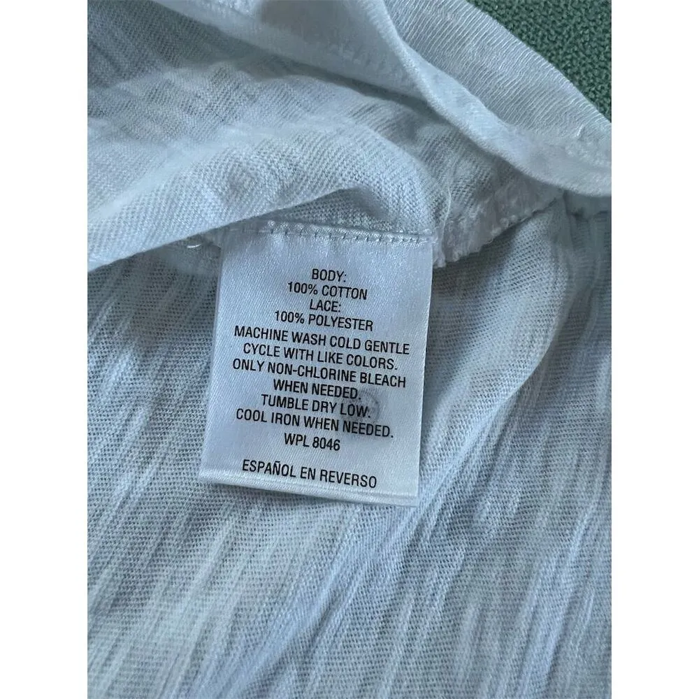 Charter Club Women's Petite Lace Embroidered T-Shirt White Size M - Image 3