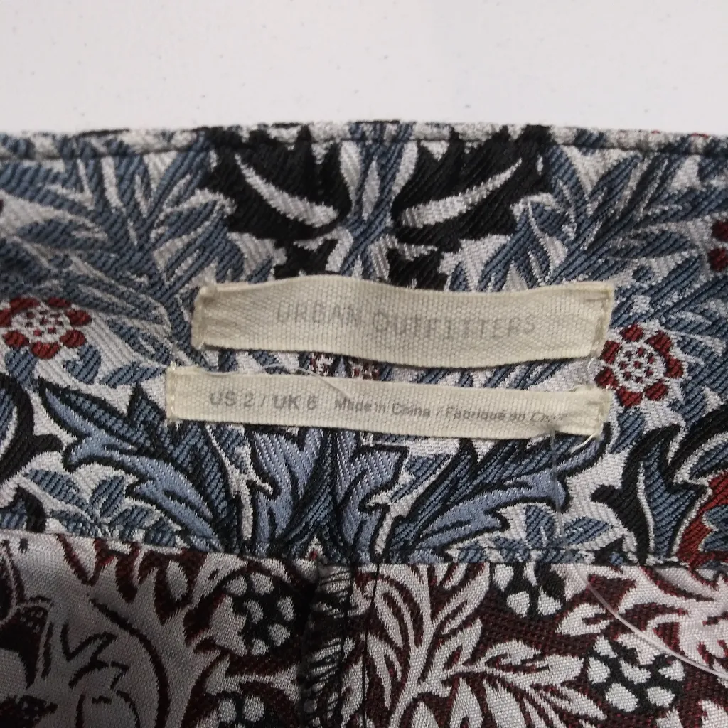 UO Juliet Hi-Rise Cropped Wide Leg Jacquard Pants Size 2 - Image 7