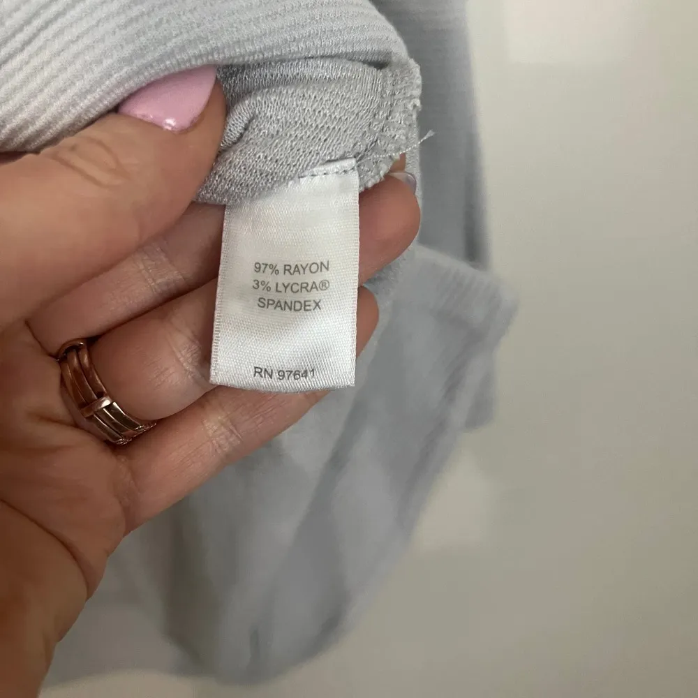 J Jill Ribbed Knit Longline Crewneck Tunic Top Gray Stretch Jersey Knit Size XS - Image 5