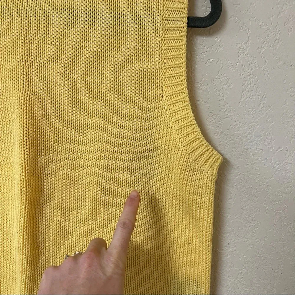 VTG 100% Cotton butter Yellow Sweater Vest Hunt Club Vest Xl - Image 3