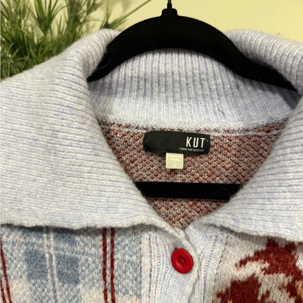 KUT From The Kloth Patchwork Knit Cardigan – Size L - Image 6