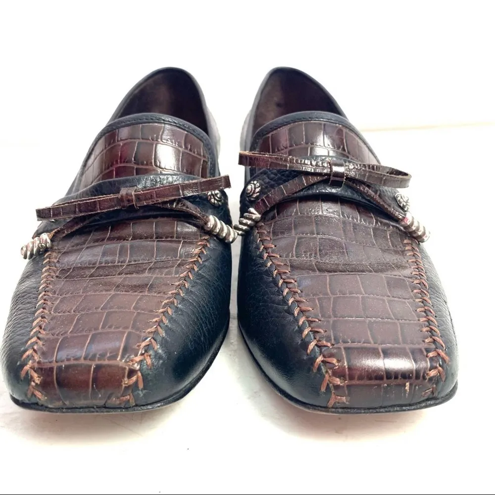 Brighton Brown Kent Crocodile Print Heels Size 7 - Image 2