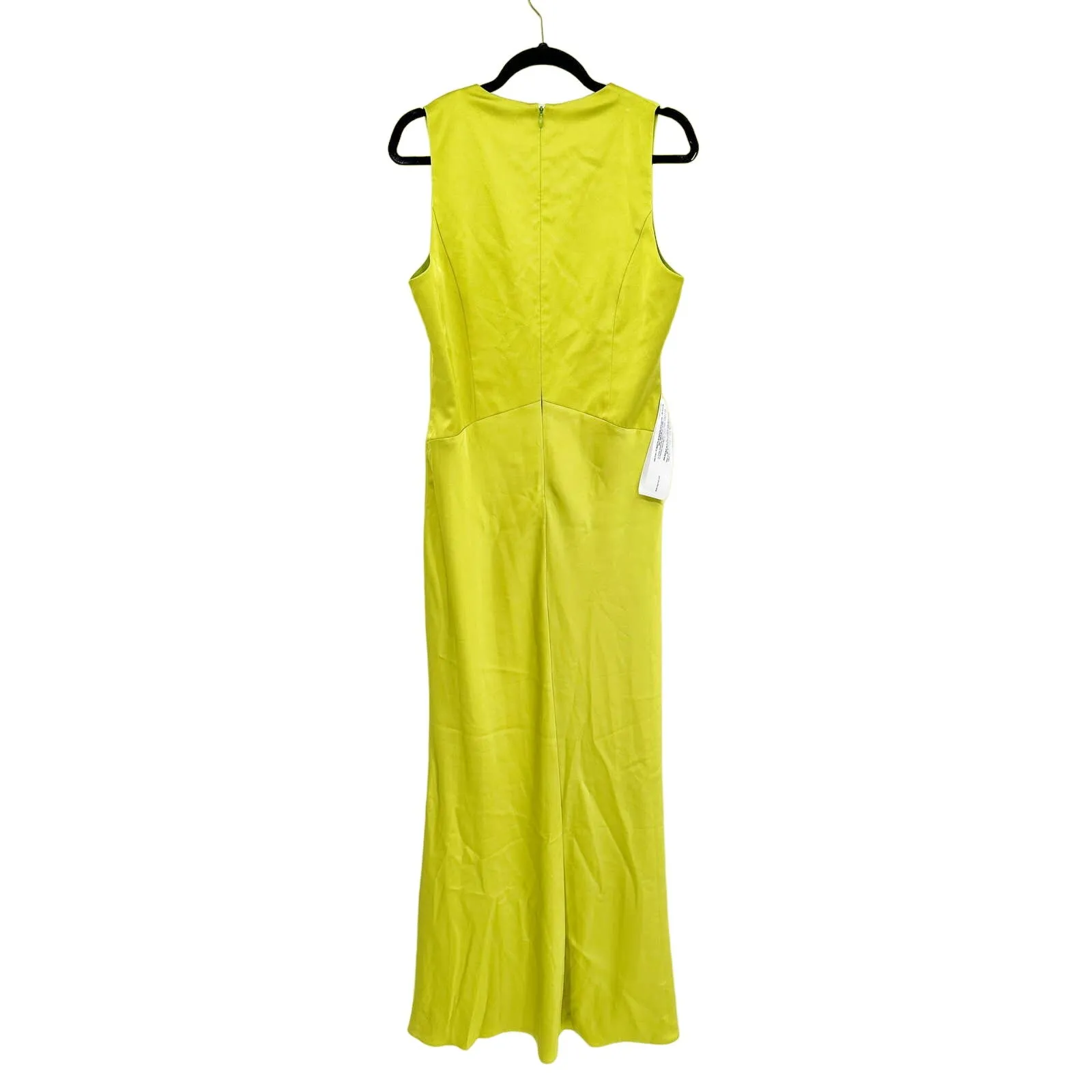 Kay Unger Fallon Halter V-Neck Satin Gown in Chartreuse at Nordstrom, Size 12