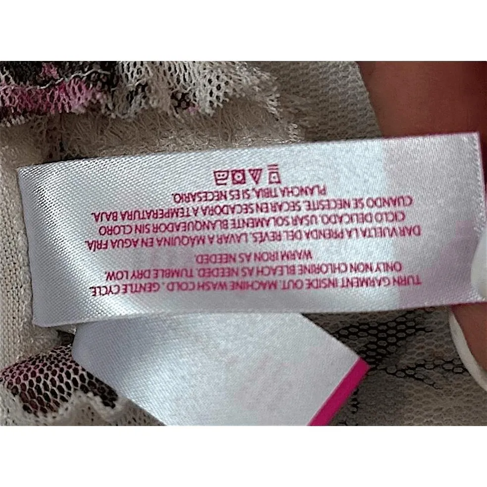 NO BOUNDARIES Women Tank Top Cream Floral Ruffled High Neck Lace Size L - Image 8