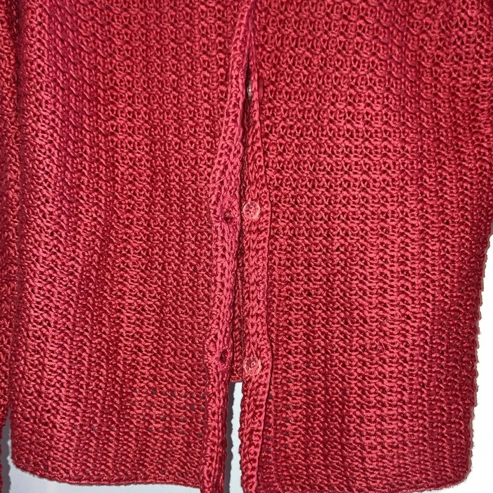 Talbots vintage loose knit coral button up cardigan sz S - Image 3