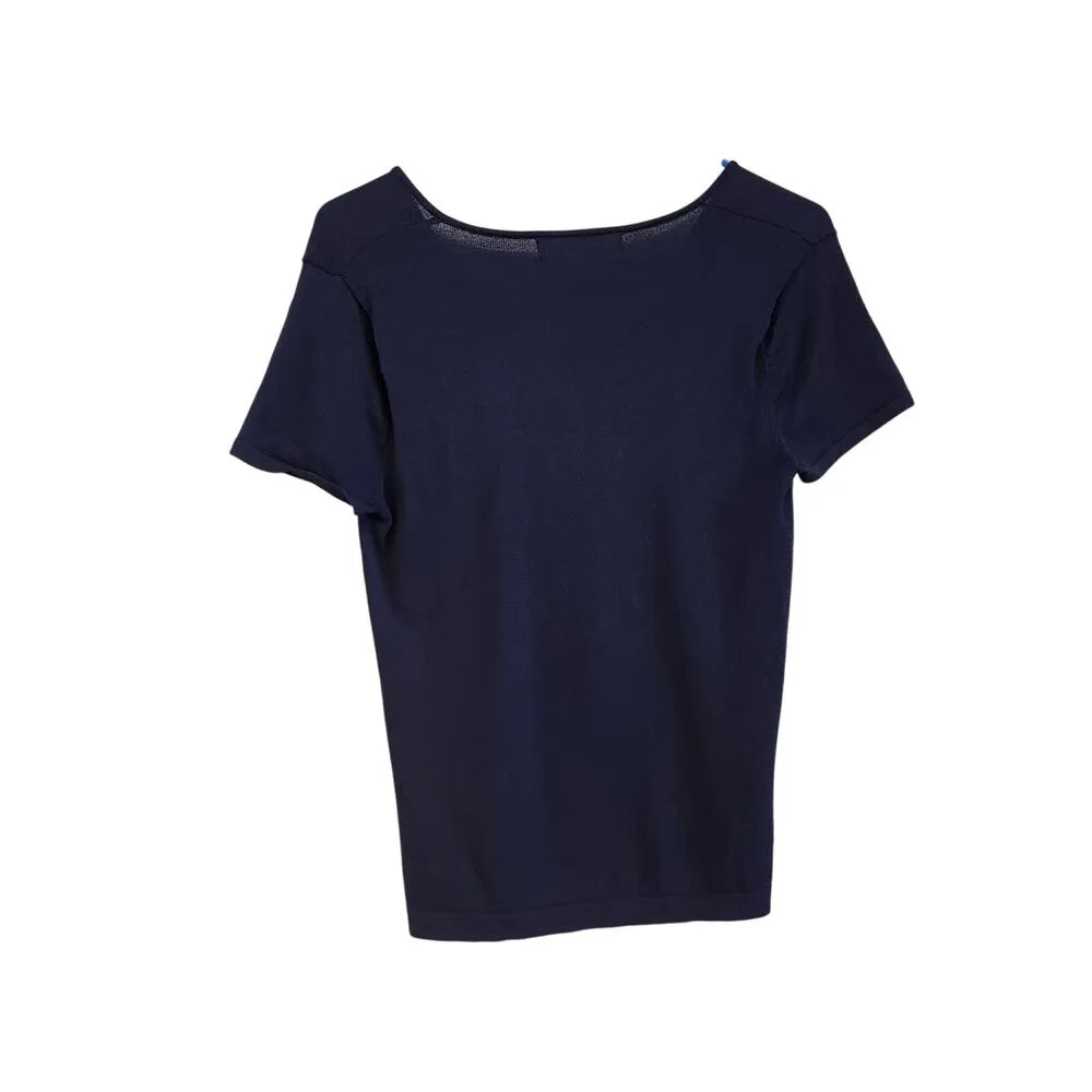 Jones New York V-Neck Short Sleeve Casual Tee Shirt Navy Blue Size Small - Image 7