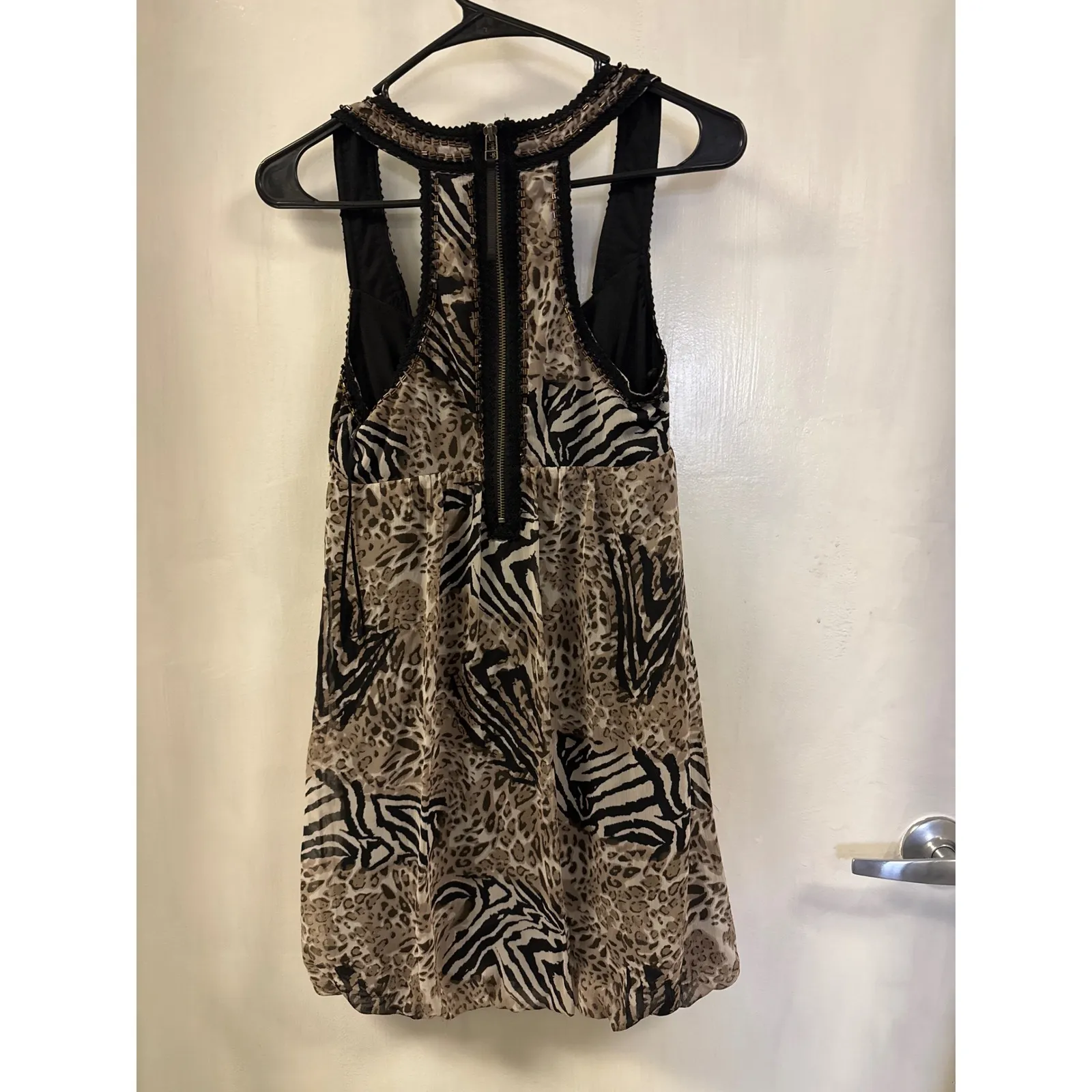 Gorgeous Animal Print Mini Dress Sleeveless‎ Racerback Party Cocktail Event Brown - Image 3