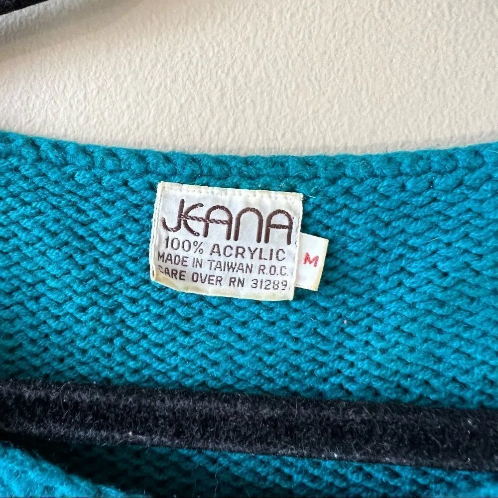 ✨ Vintage Jeana Women’s Teal Sweater Medium Blue - Image 5