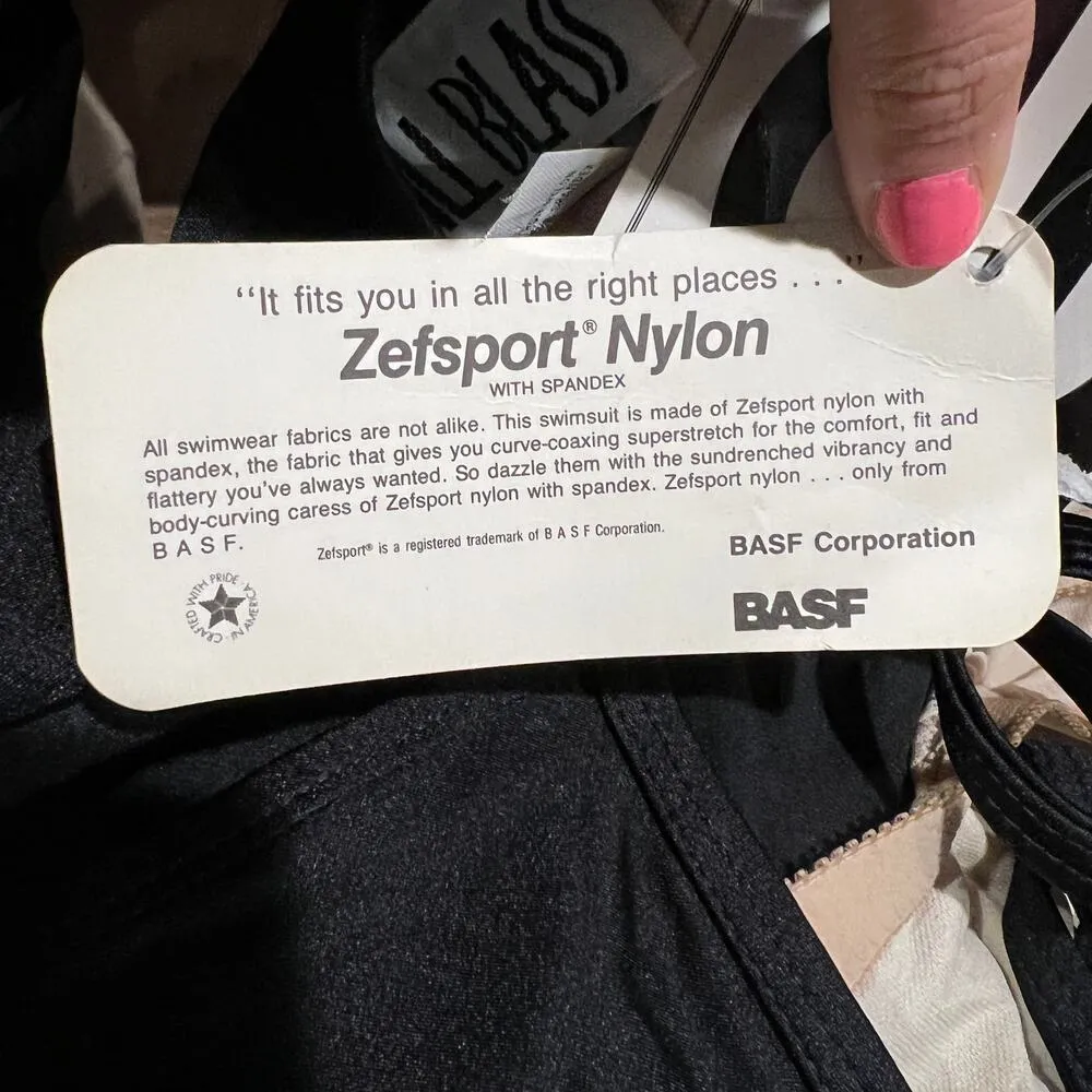 90s Vintage Bill Blass One Piece Swim Deadstock Black Classic Swimsuit Size 12 - Image 7