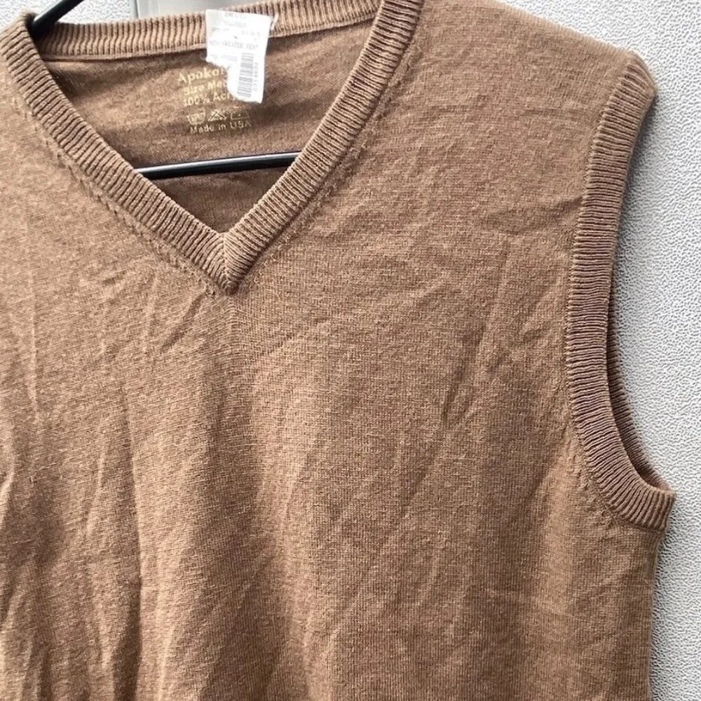 Vintage Apokolypse Acrylic Women’s Brown Acrylic Sz Medium Vest Made in USA - Image 5