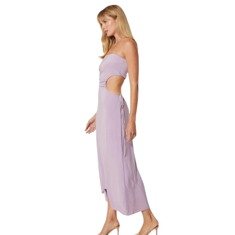 Misa Eleven Knit Jersey Strapless Cut Out Midi Dress Lavender Size L NWT - Image 4