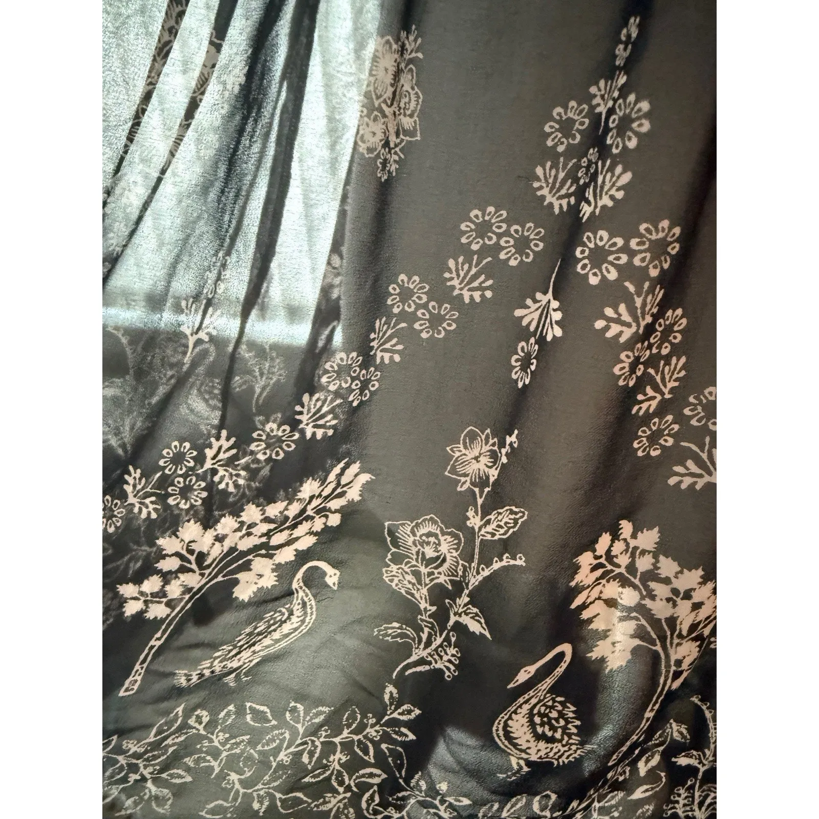 Y2K Sheer Black Baby Doll Lace Slip Top L Peacocks Floral‎ Fairy Goth Romantic Size L - Image 8