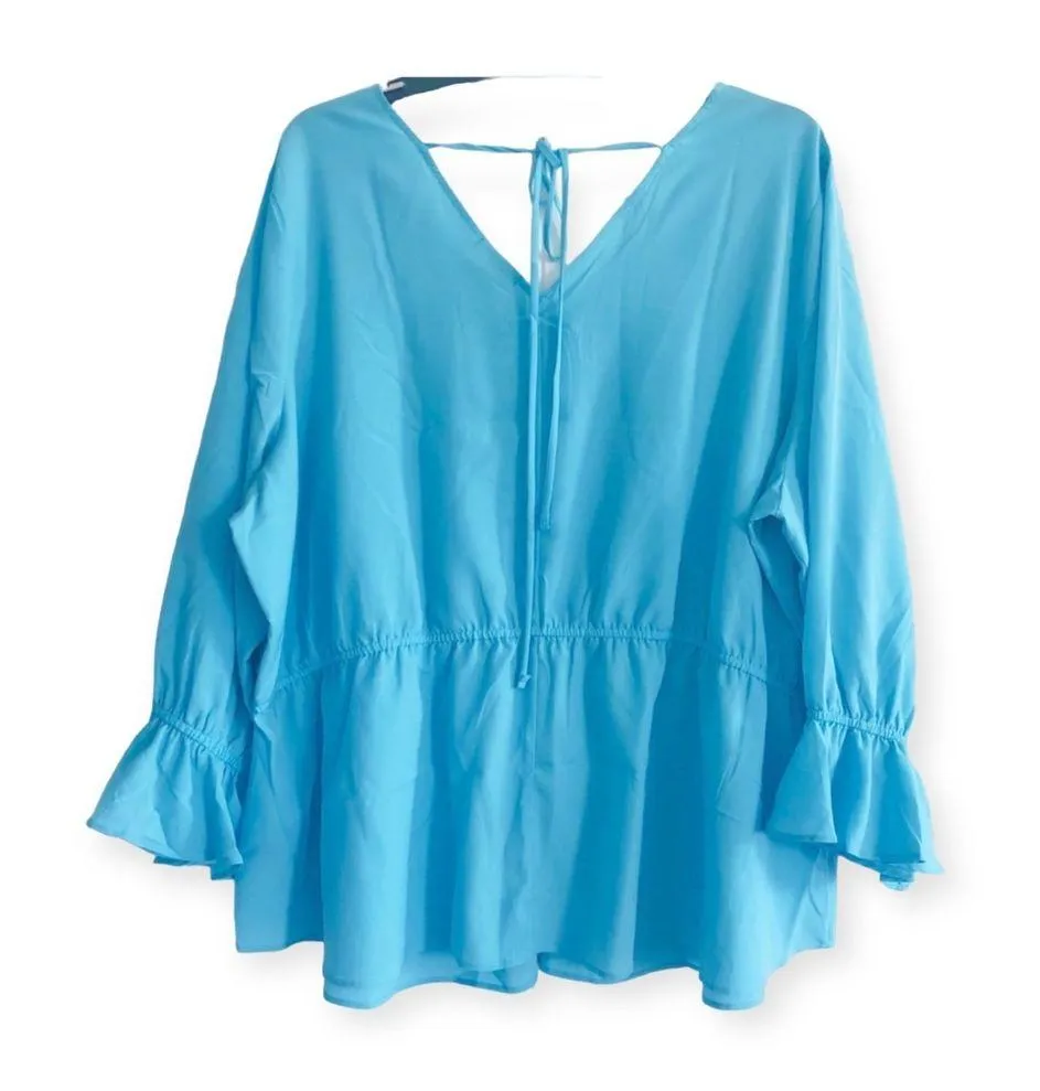 Peplum Blouse with Angel Sleeves Plus Size 26/28, 4X - Image 3
