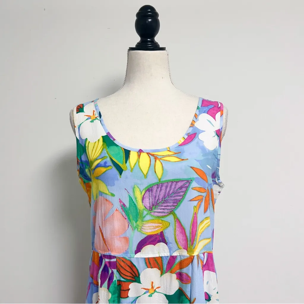 Jams World Vintage Luau Short Sleeve Button Shirt Maxi Dress Set Small Medium - Image 3