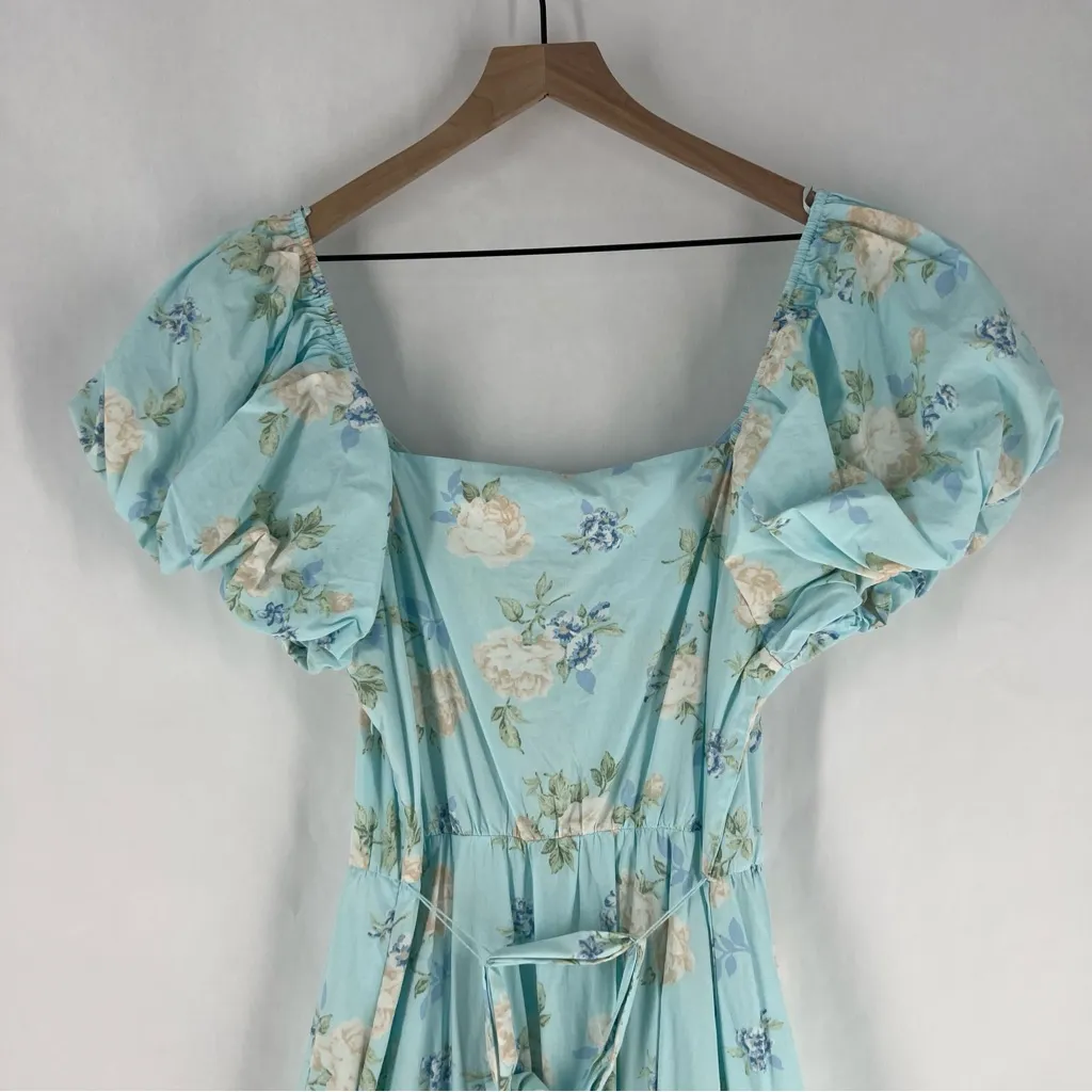 LoveShackFancy X Target Estelle Puff Sleeve Dress Pastel Blue Floral Midi‎ - Image 9