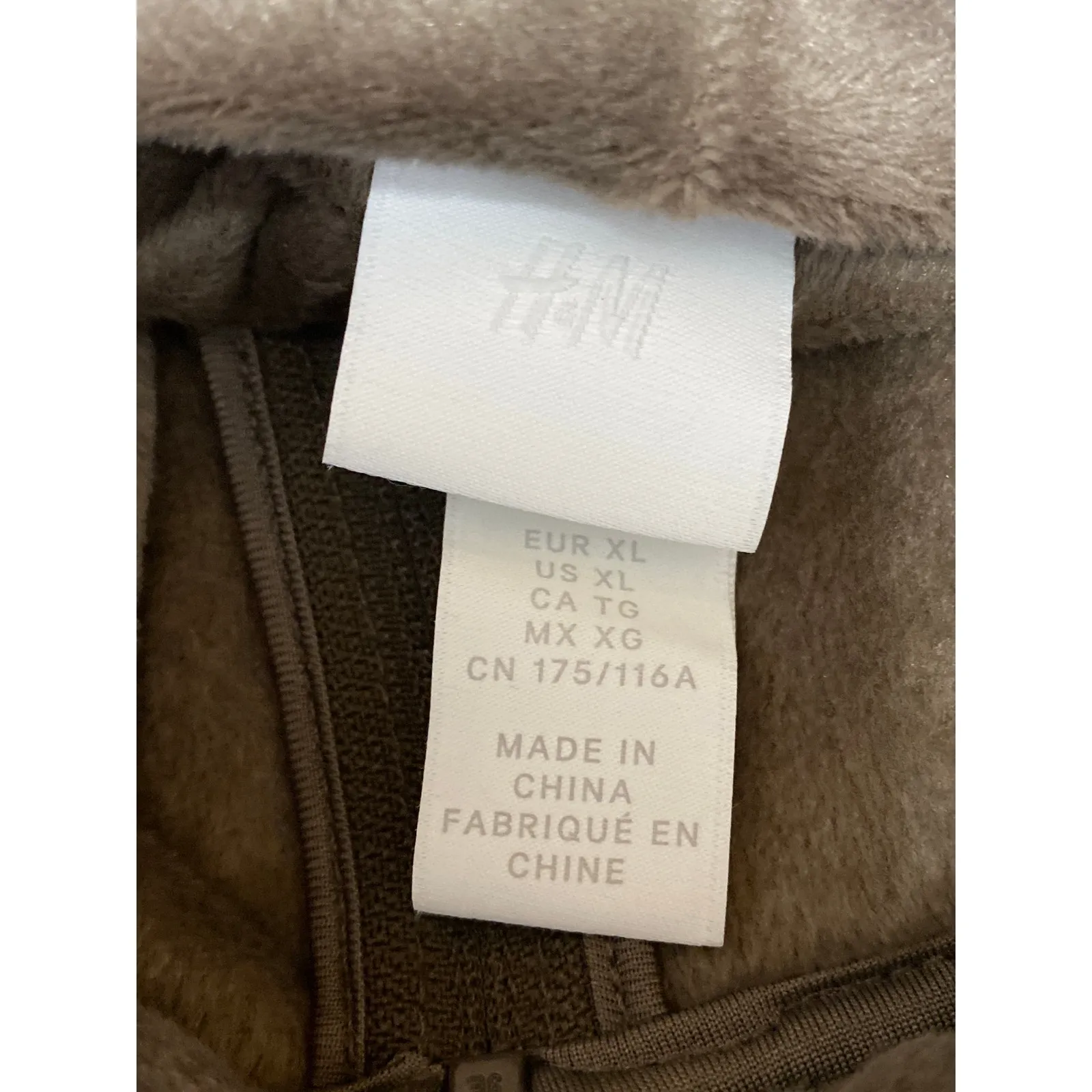 H&M Women's Brown Fleece Full Zip Hoodie Hooded Long Sleeve Sweatshirt Top XL - Image 3