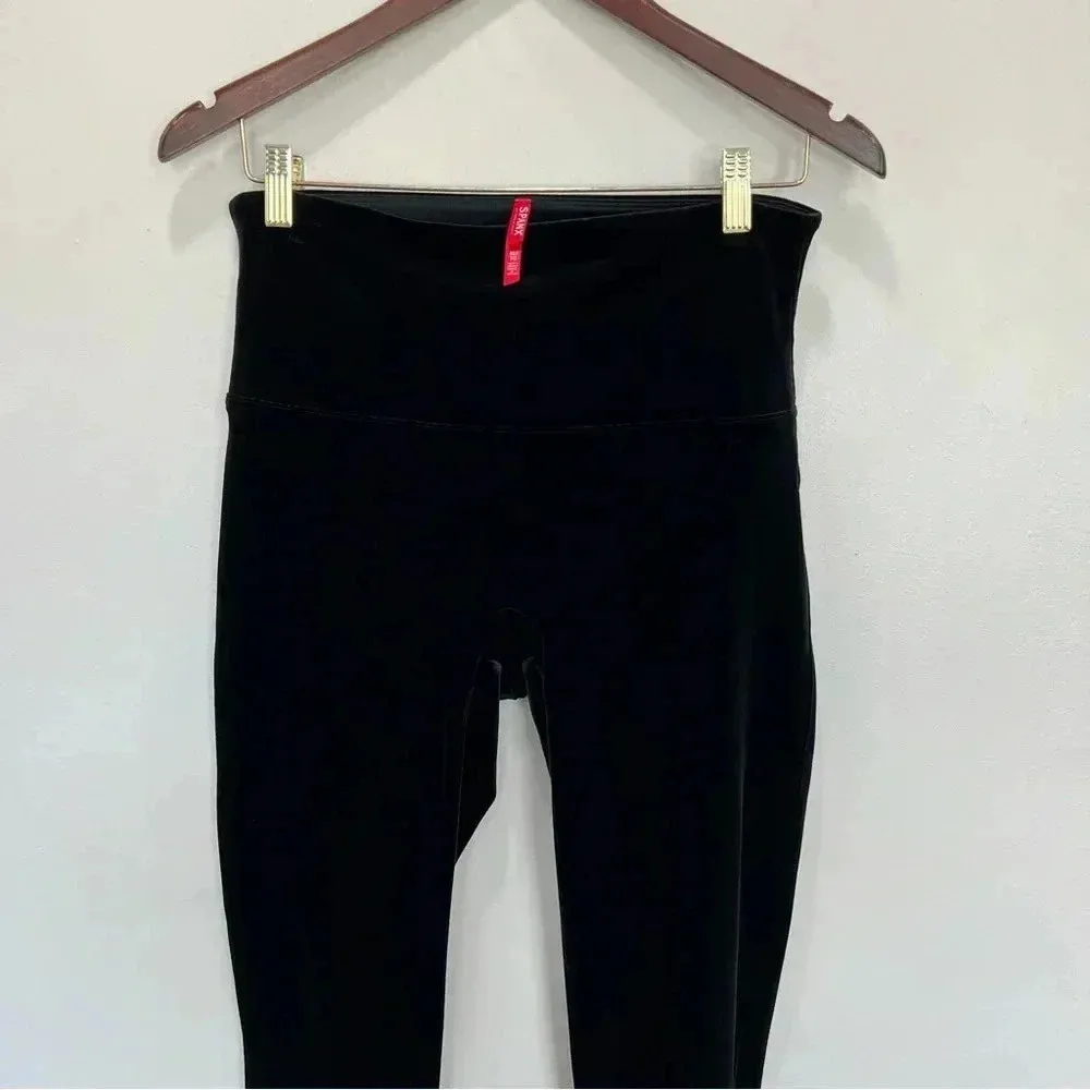 Spanx Tight Legging Pant High Rise Velvet Velour‎ Black Pull-On Full Length XL - Image 6