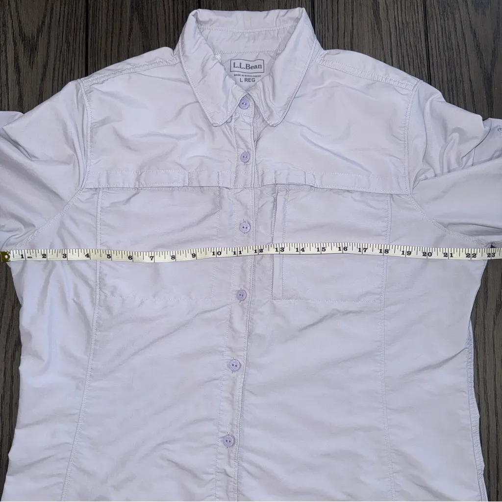 LL Bean Tropicwear UV Protection Long Sleeve Shirt Lilac Size L Granola Girl Purple Size L - Image 11