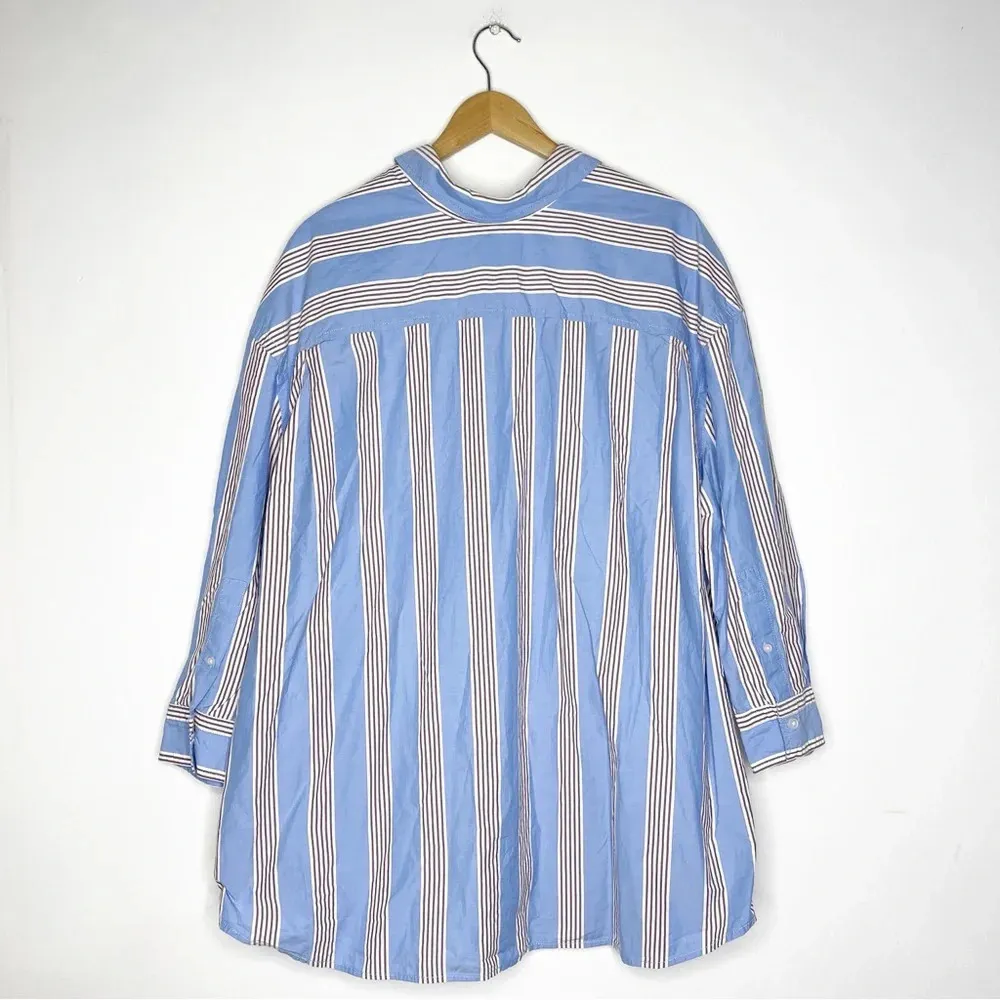 Everlane Button Up Stripe Tunic Blouse Shirt Size Medium - Image 3