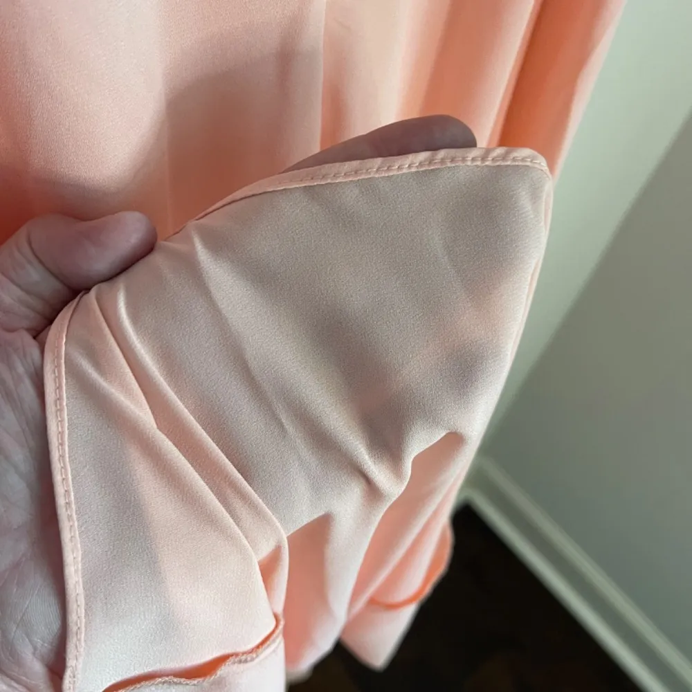 Blush Peach Long Bridesmaid Gown Flowy Formal Maxi Dress XS - Image 13