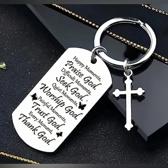 Praise God Keychain NWT White - Image 2