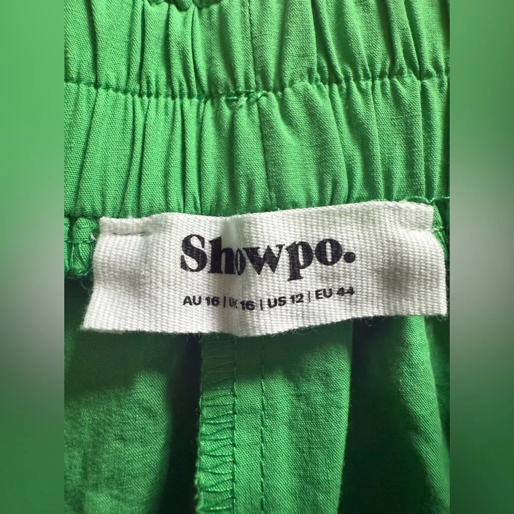 Showpo Terah Elasticated High Waisted Shorts Green Casual Cotton Shorts US 12 - Image 6