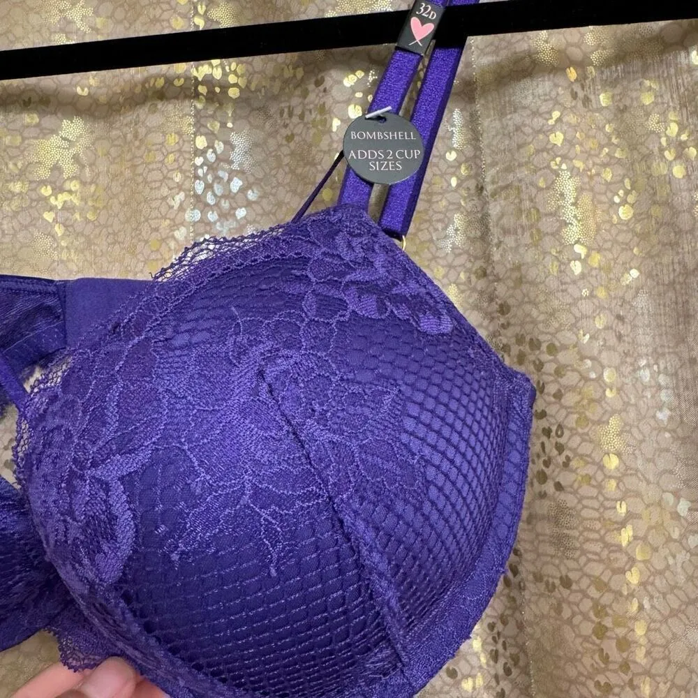 Victorias Secret Royal Purple Very Sexy Bombshell Push Up Plunge Bra 32D NWT - Image 3