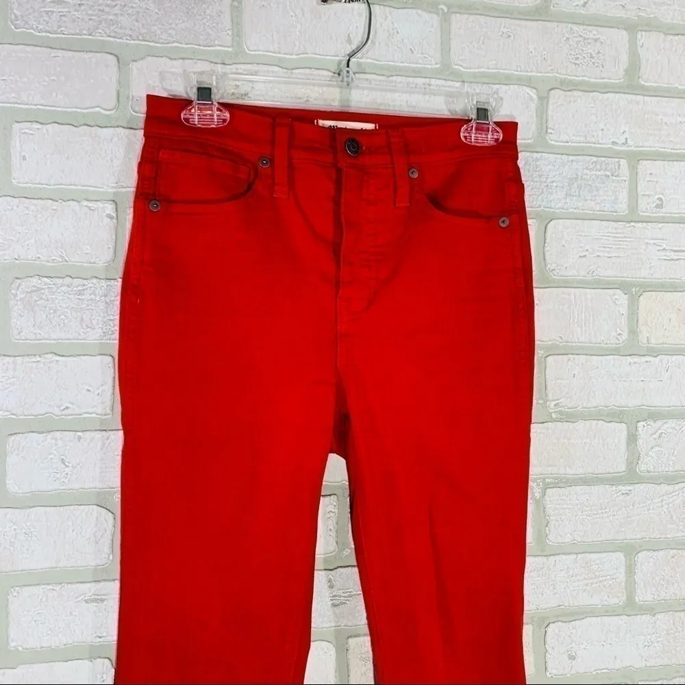 Madewell 10” High Rise Garment Dyed Skinny Jeans in Bright Ember Size 26 - Image 5