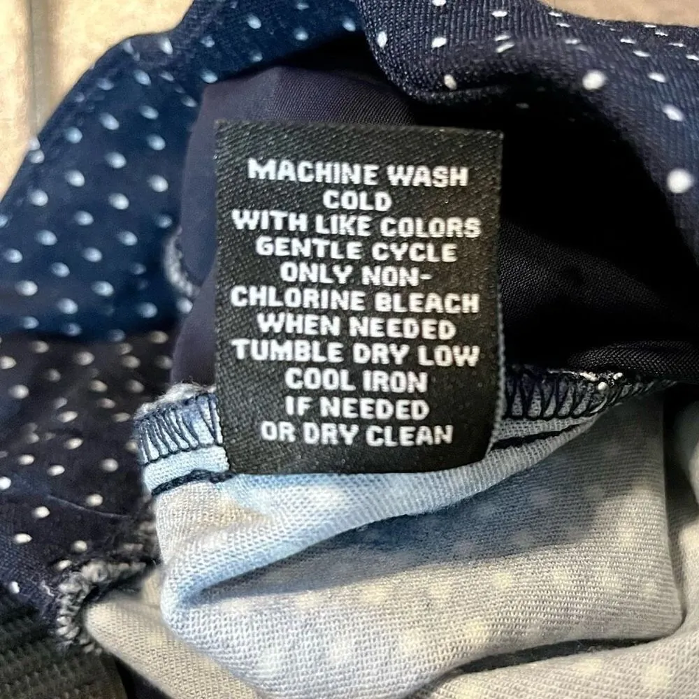 Premise Polka Dot Dark Navy and Cream Ombré Look Tummy Control Bengaline Pants S - Image 12