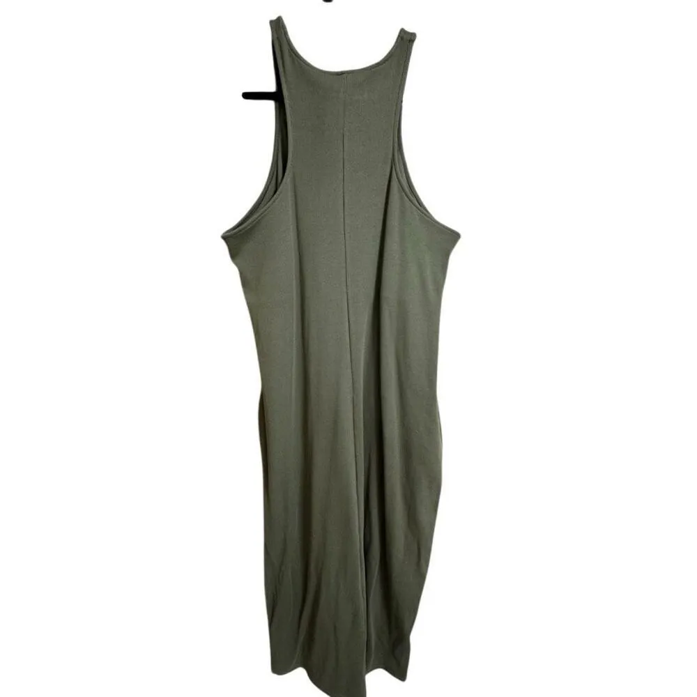 Old Navy Olive Green Fitted High-Neck Rib-Knit Maxi Dress XXL NWT - Image 3