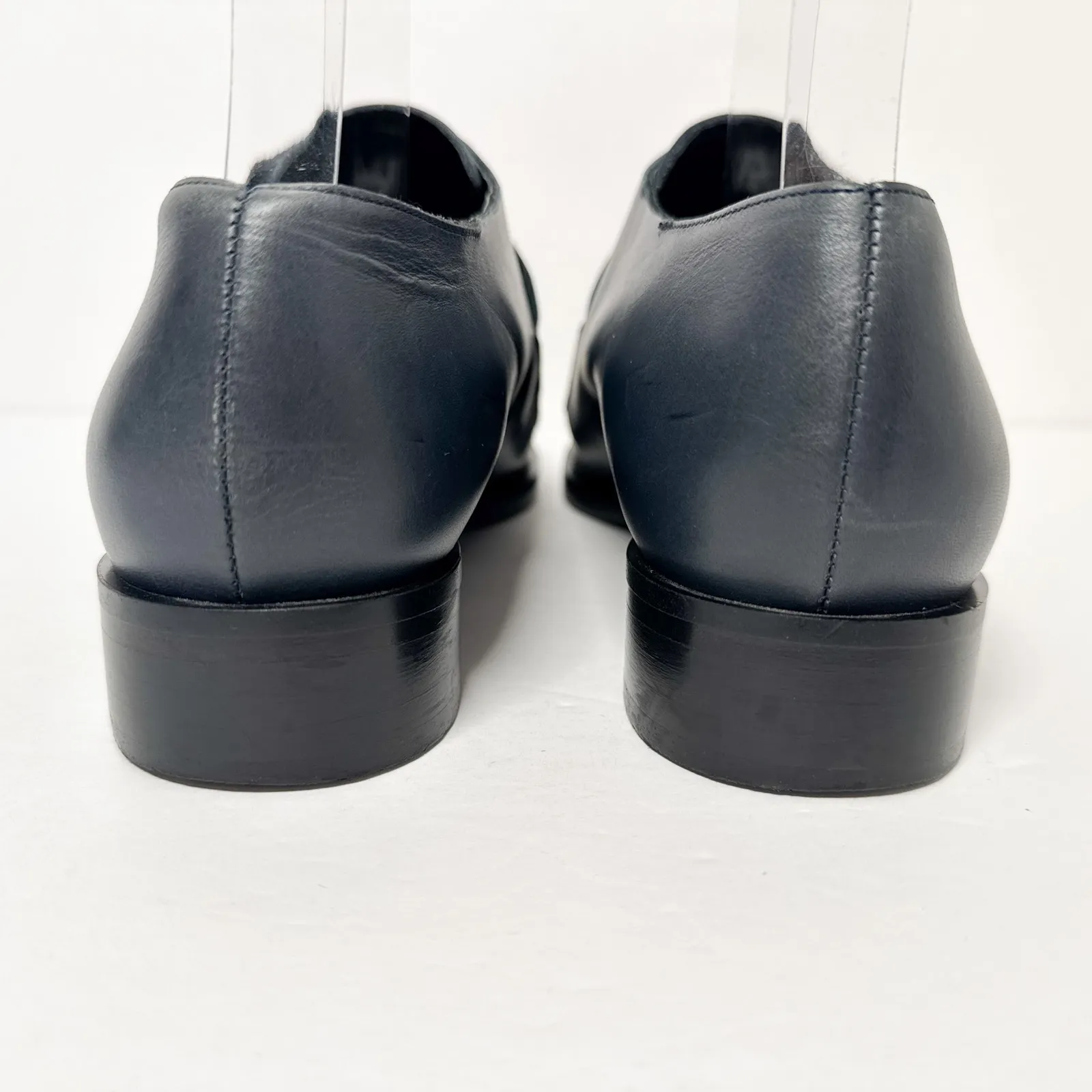 & Other Stories Metal Leather Derby Shoes Navy Cutout Made in Italy 38 US 7 - Image 4