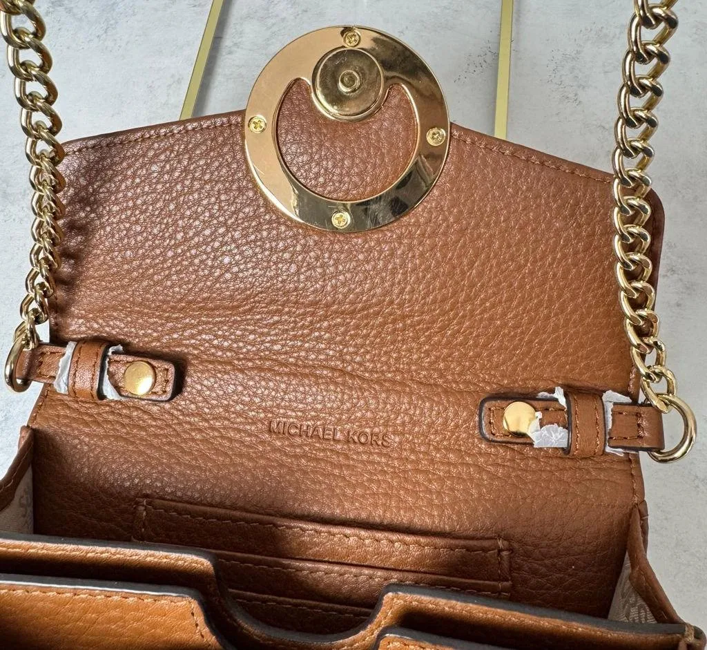 Women's Michael Kors Hudson Crossbody Bag in Luggage Brown Gold - Image 6