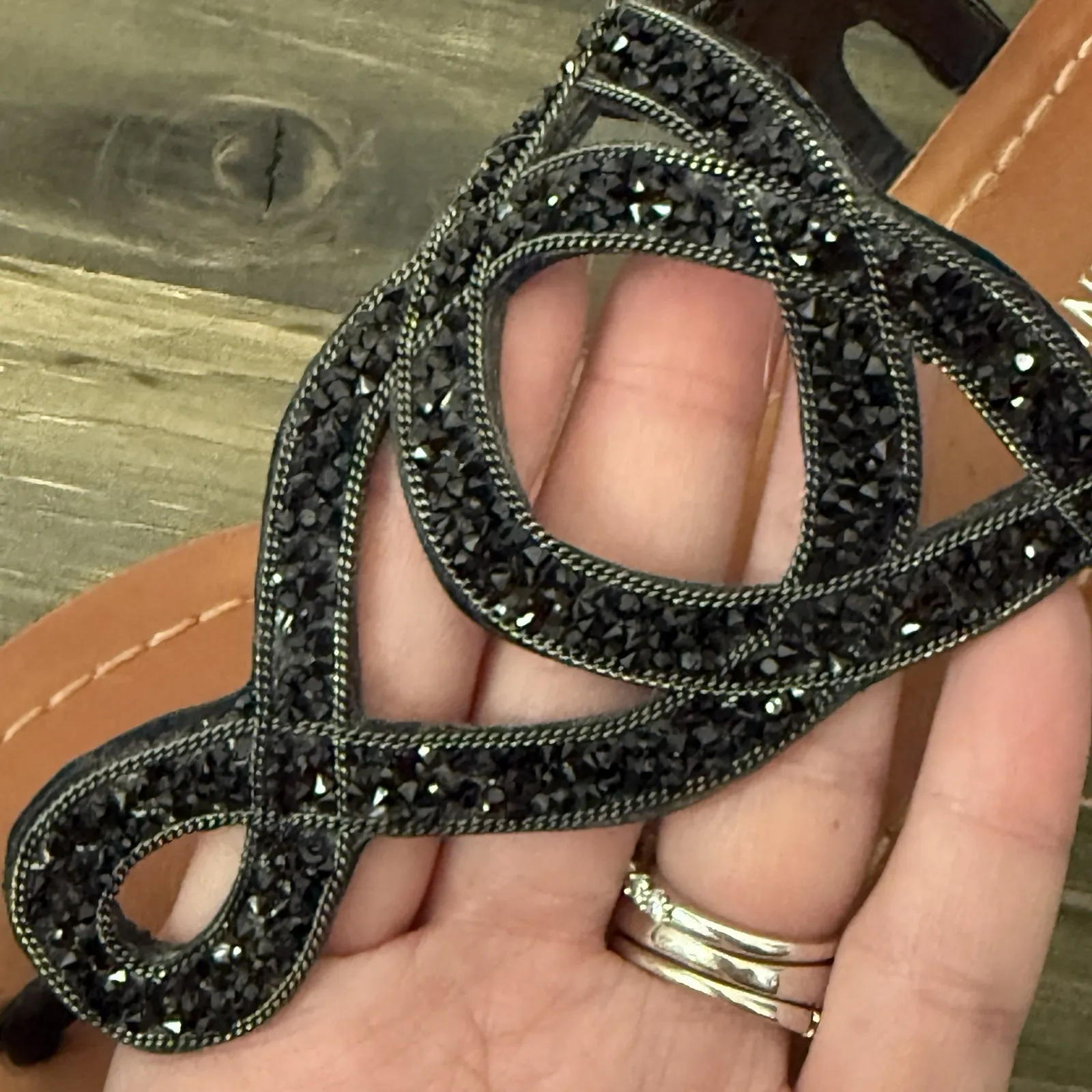 Womens Gianni Bini Black Sequence Sandals Size 7.5‎ - Image 4