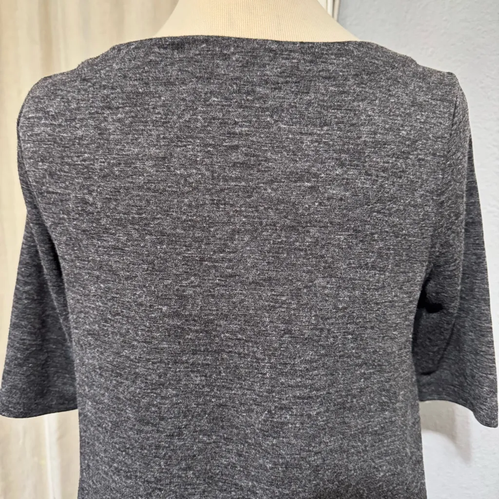 ADRIENNE VITTADINI Swing Dress Charcoal Grey Knit 1/2 Sleeve Minimalist Pocket M - Image 8