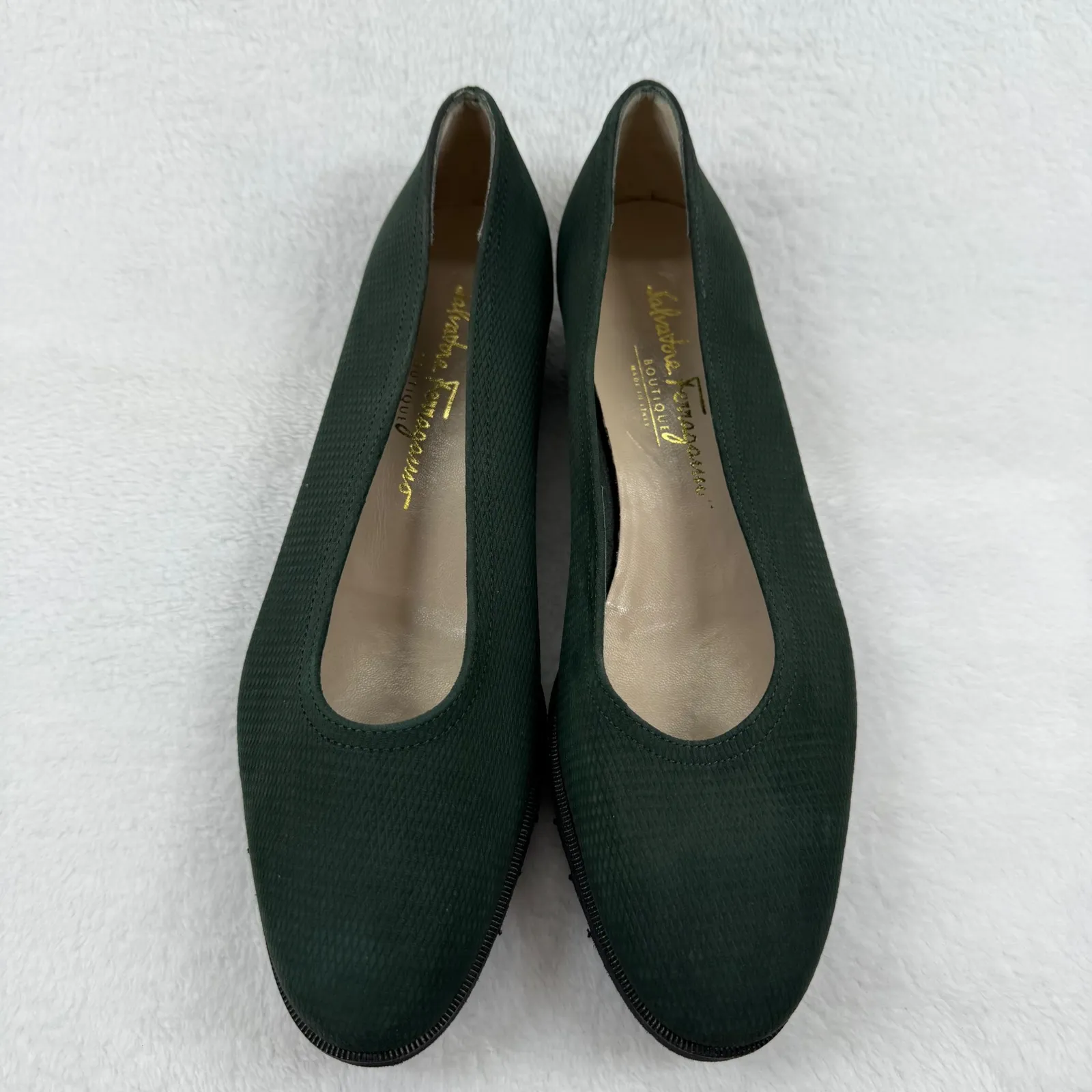 Salvatore Ferragamo Boutique Green Leather Flats Loafers Size‎ 9 2A READ - Image 3