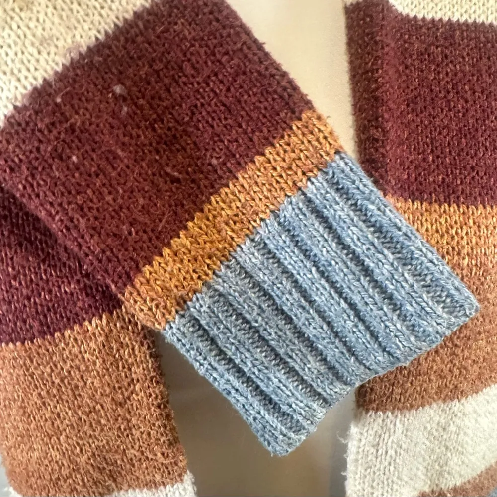 colorful striped oversized knit cardigan sweater size small - Image 6