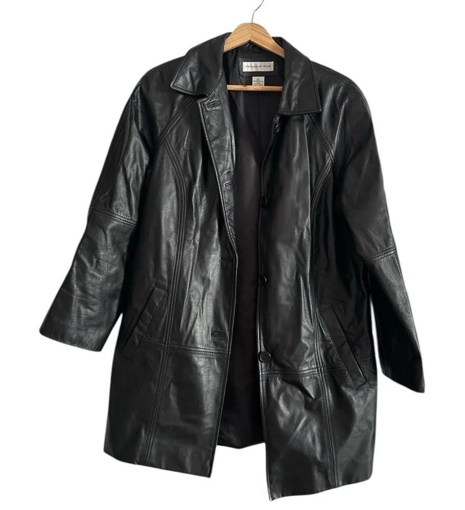 Preston & York Black Leather Jacket Sleek Contemporary Style - Image 1