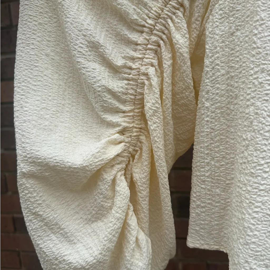 Promesa Romantic Blouse Top Womens Size Medium Puff Sleeve Cream Off White Fairy - Image 7