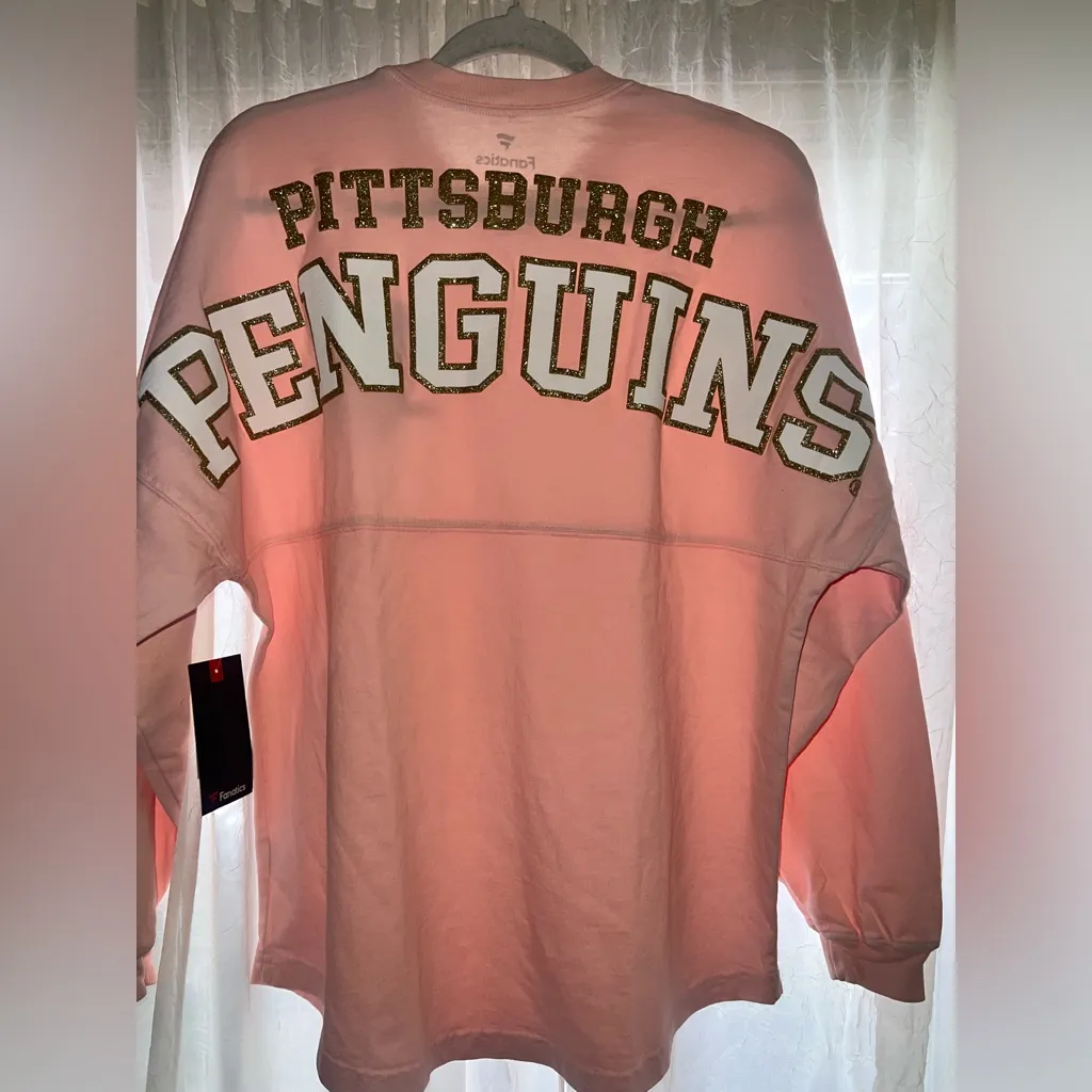 Women's Pittsburgh Penguins Fanatics Pink Spirit Jersey Long Slv Pink shirt NWT - Image 4