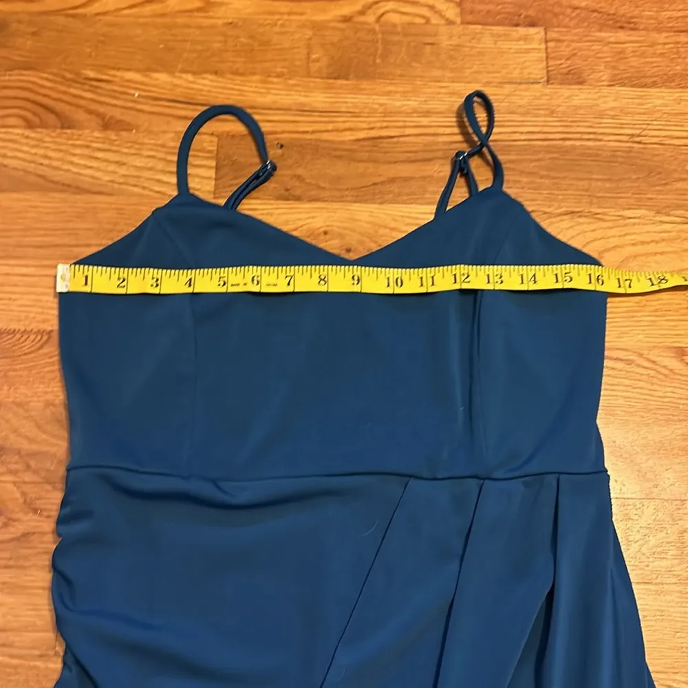 She show Women’s Large Blue Bodycon Draped Adjustable Spaghetti Strap Mini Dress - Image 3