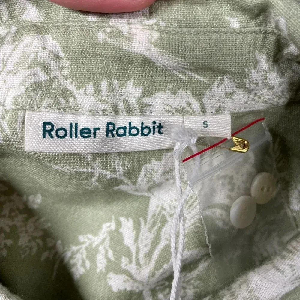 Roller Rabbit Caxias Darya Dress Sage Green White Floral Size Small - Image 8
